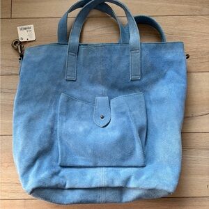 Free People Sky Blue Suede Tote